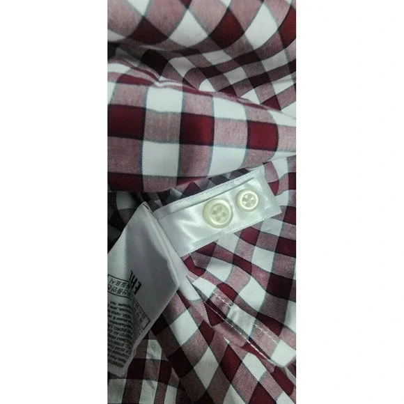 Banana Republic Men's Large Fit Camden Red Plaid Dress Shirt Button Up‎ New - Picture 9 of 11